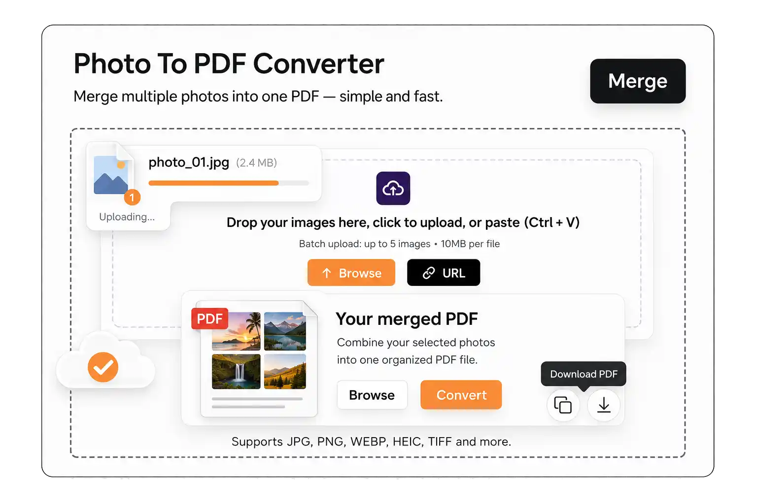 Photo to PDF converter workflow preview