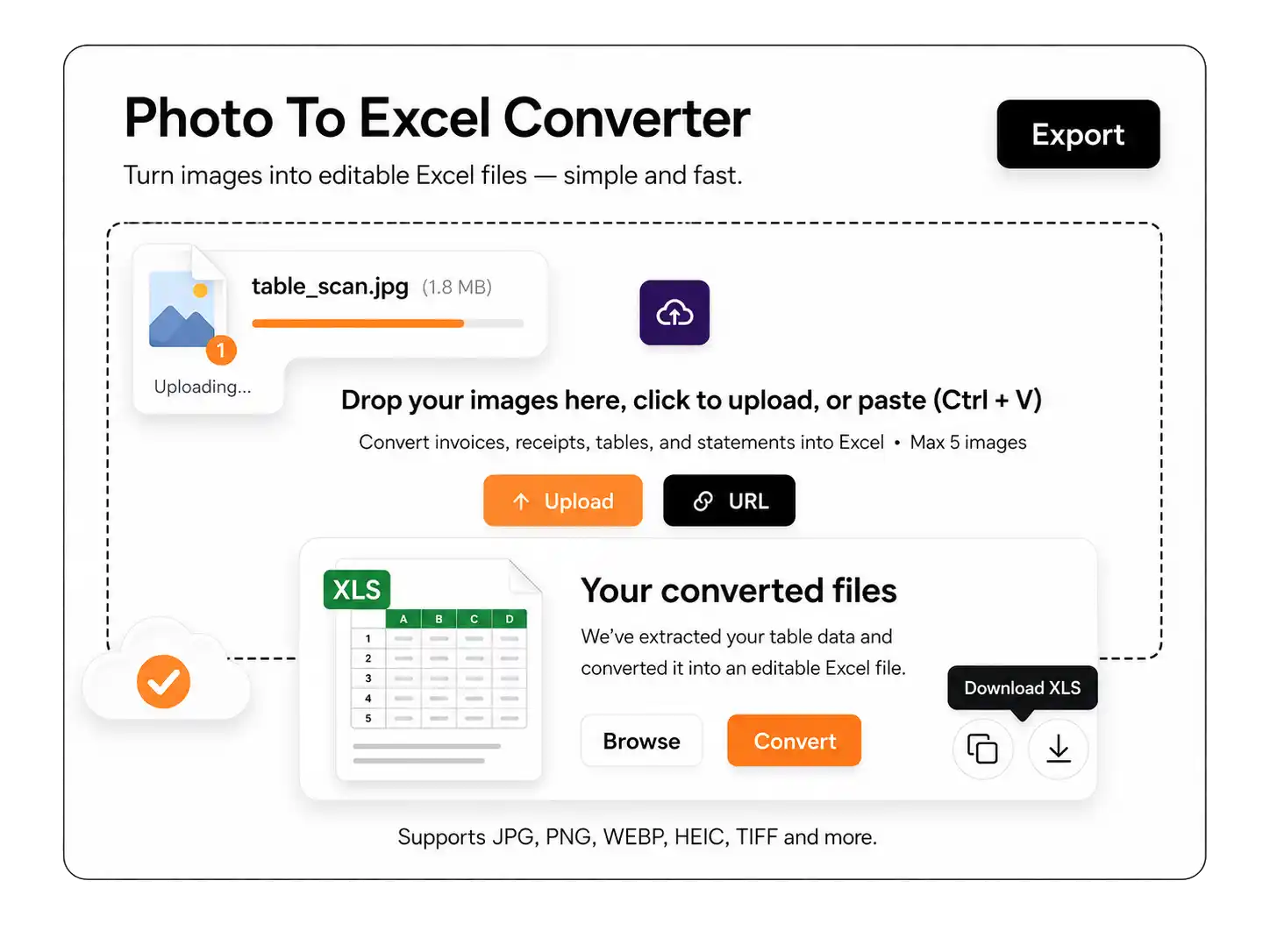 Photo to Excel converter workflow preview